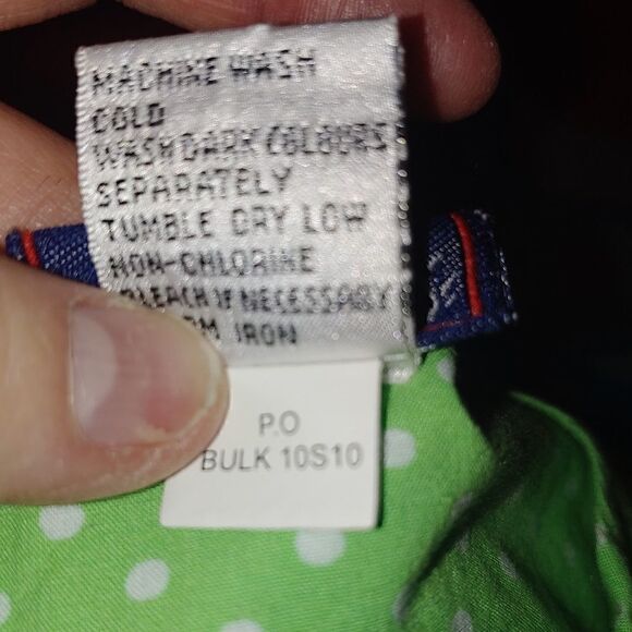 Smocking & rickrack green polka dots & blue cotton dress size 6 - Picture 9 of 9